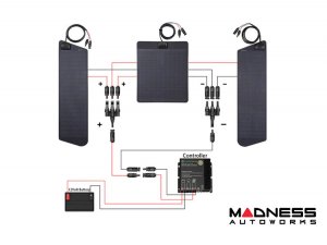 Toyota 4Runner Flexible Solar Panel Kit - Complete Kit w/ Waterproof Controller + Hood Decal - 4th&5th Gen w/ Hood Scoop - 80W